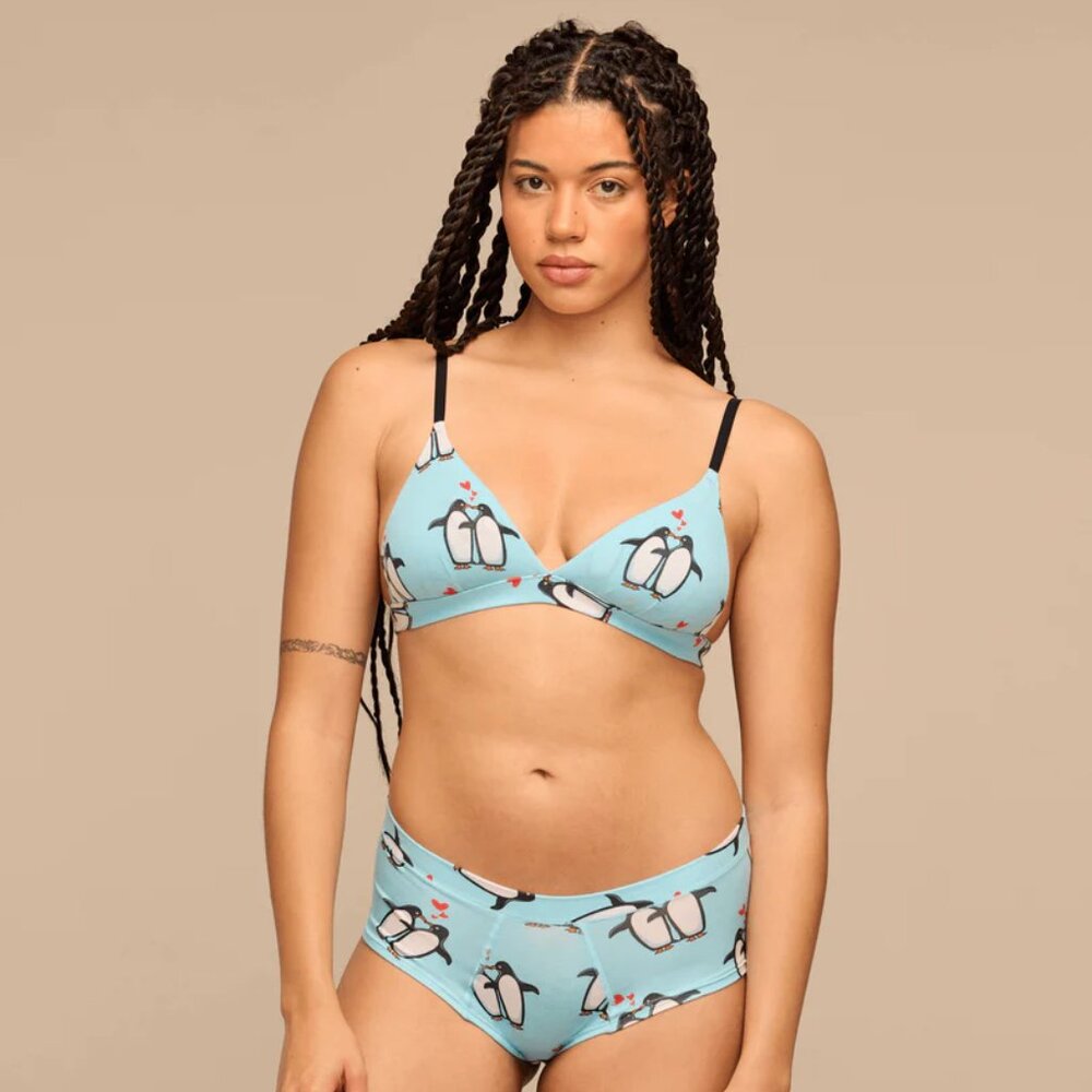 EUC bralette, L, "You're My Penguin"